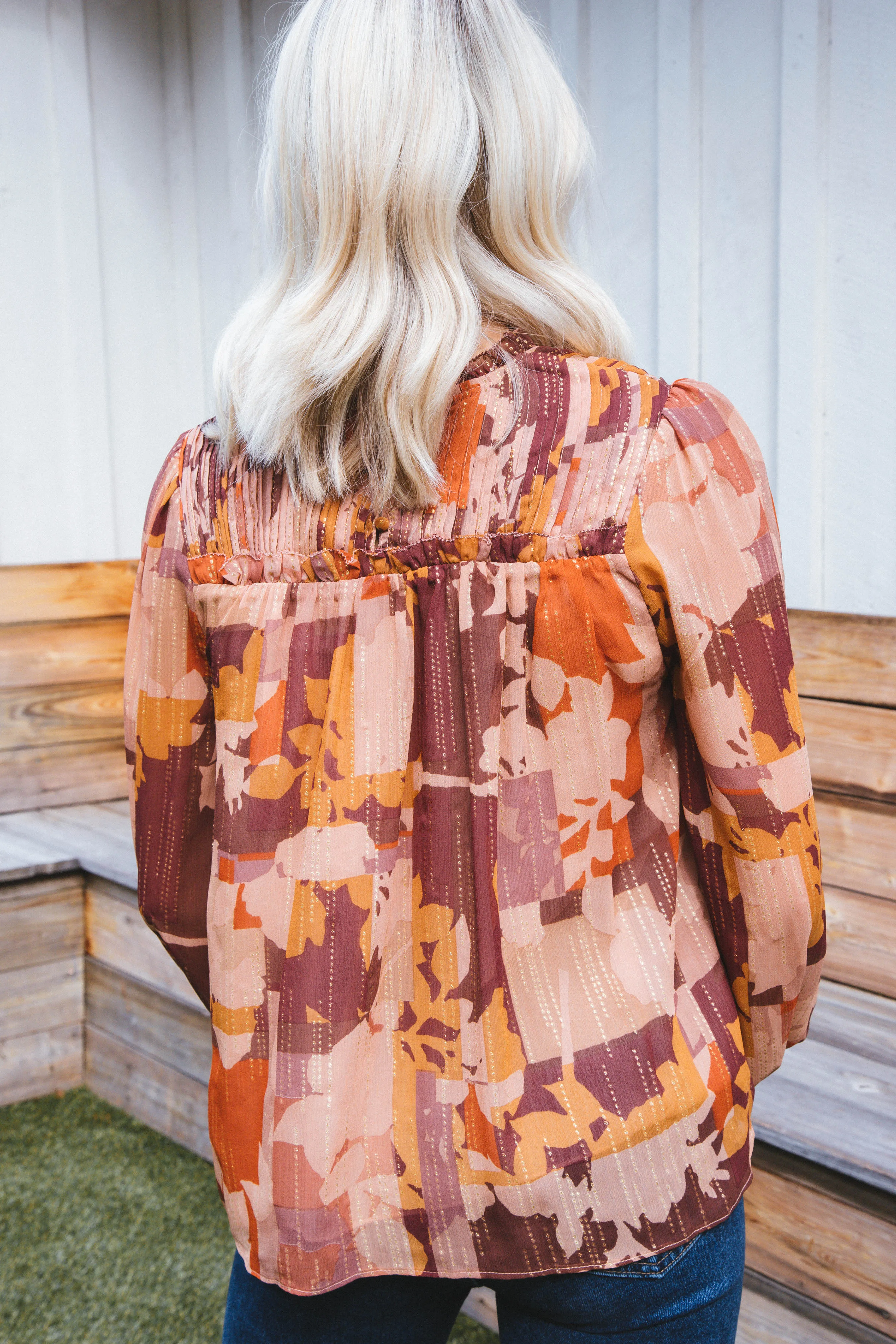 Urban Nights Abstract Blouse, Brown Multi