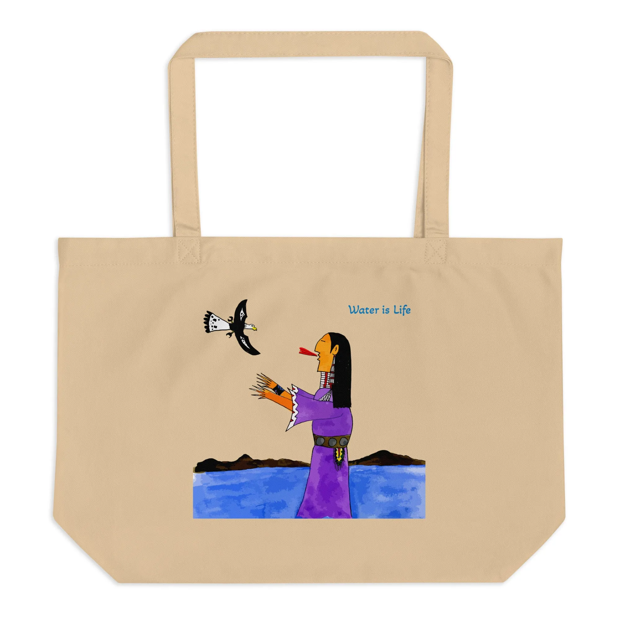 Water is Life Large Organic tTote Bag