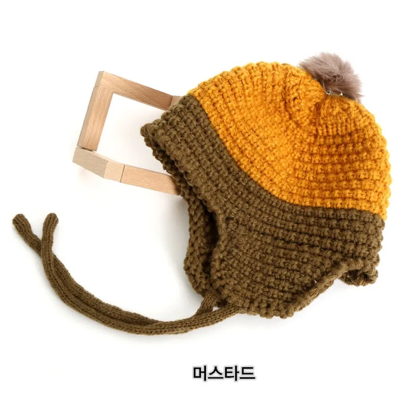 Winter Earflaps Sweater Hats Beanies Unisex Infant Toddler Cute Knitted Accessory Girls Boys Soft Warm