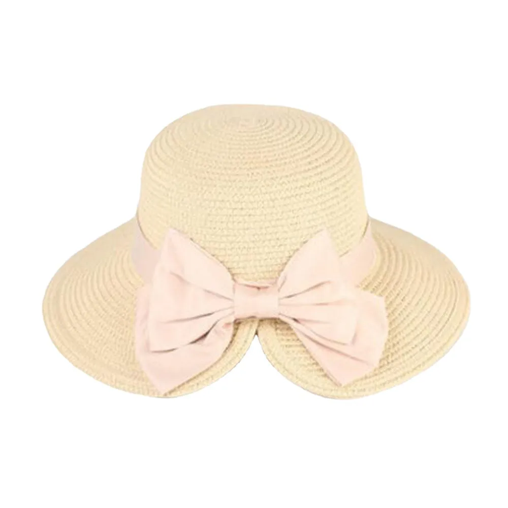 Women Rear Split Design Three-dimensional Hat Brim Straw Hat Big Bow Decoration Foldable Breathable Outdoor Casual Sunshade Bucket Hat