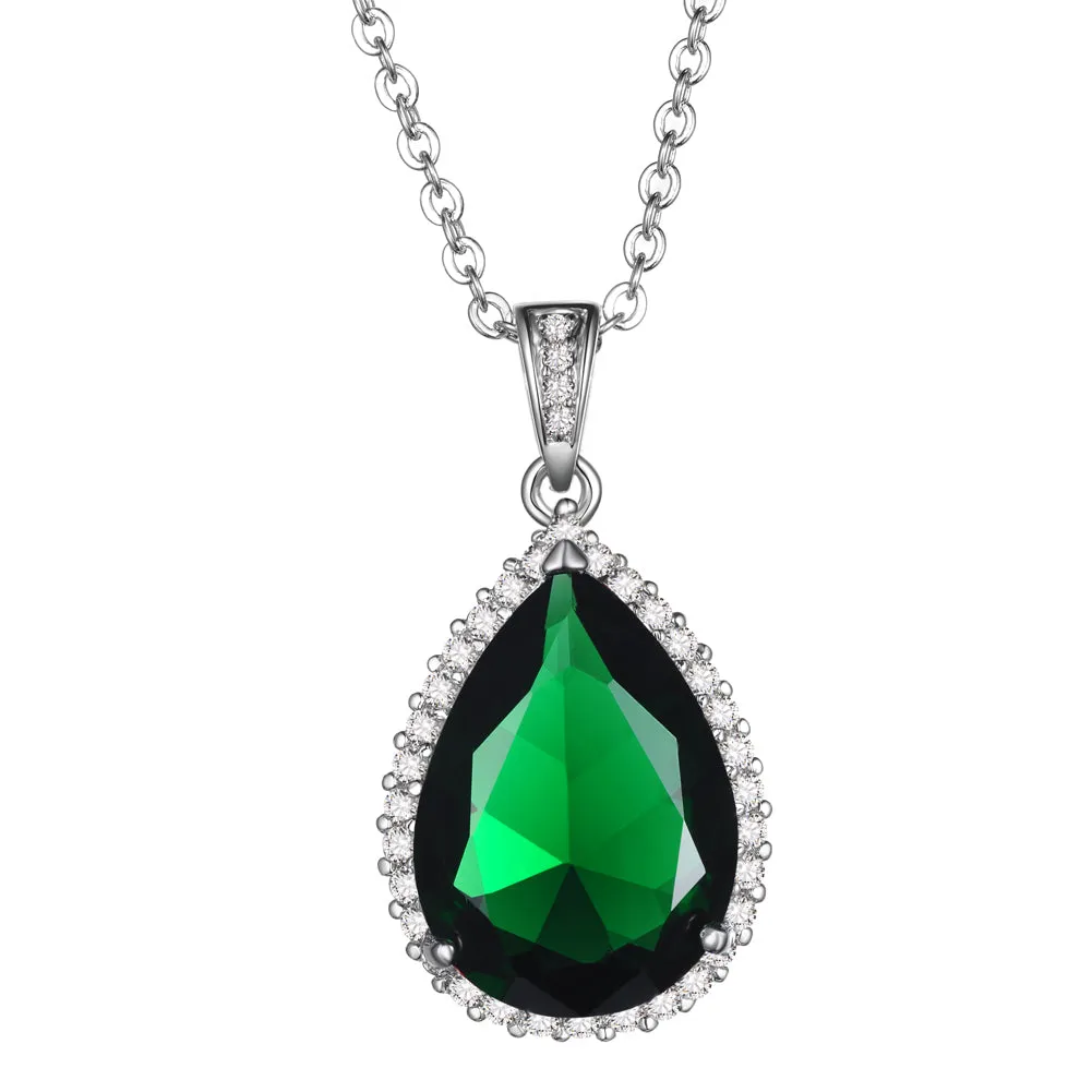 Women's Fashion CZ Drop Pendant Necklace