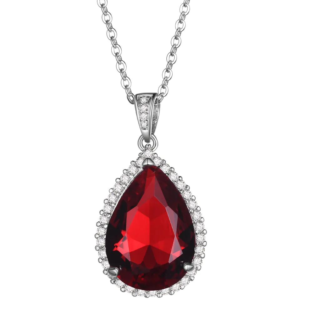 Women's Fashion CZ Drop Pendant Necklace