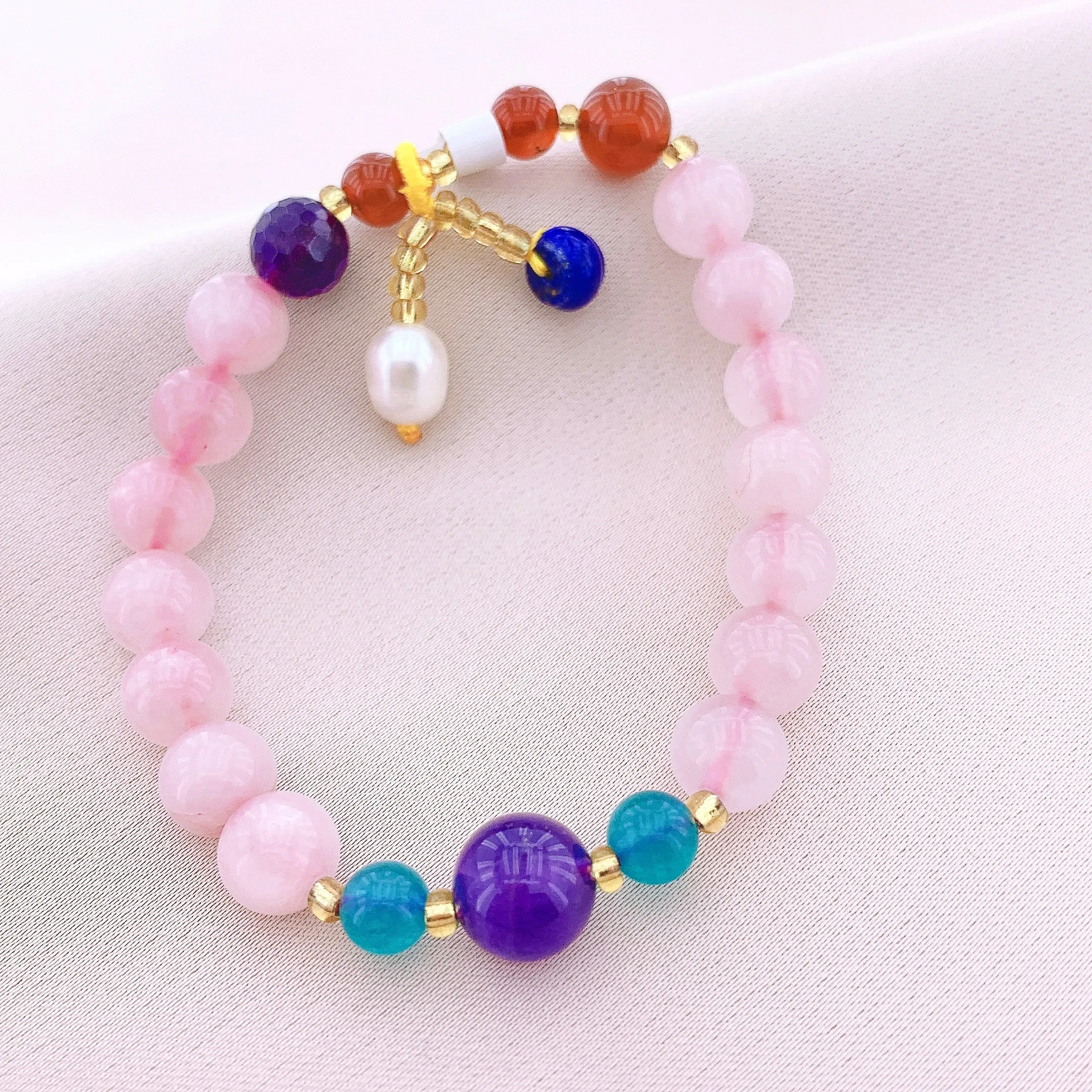 Women's Fashion Rose Quartz Beads Gemstone Bracelet