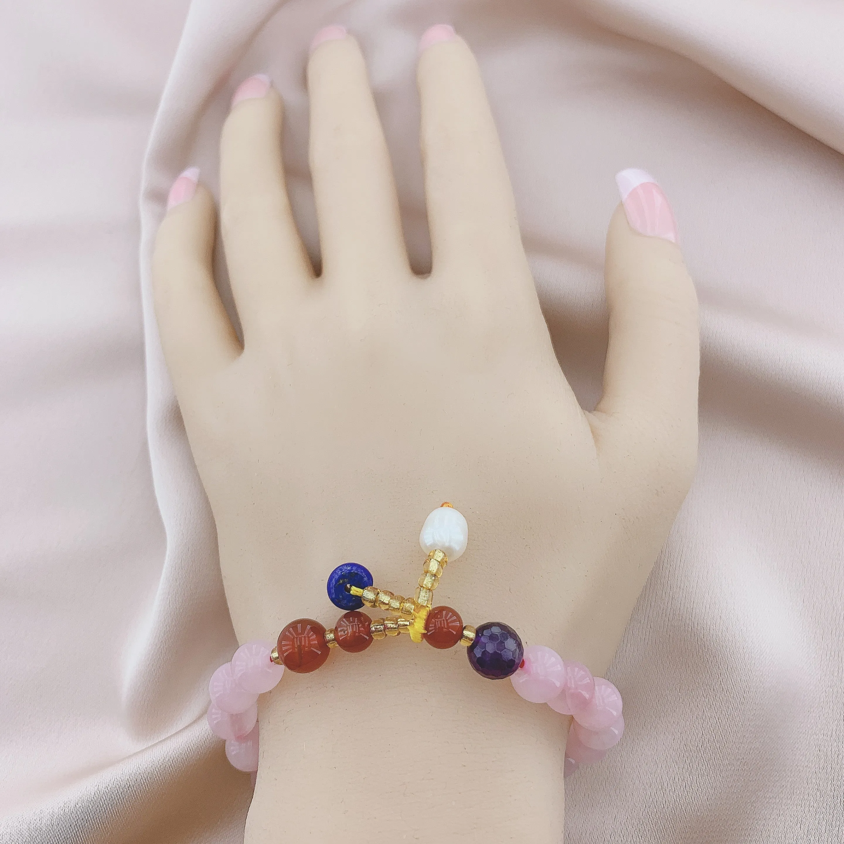 Women's Fashion Rose Quartz Beads Gemstone Bracelet