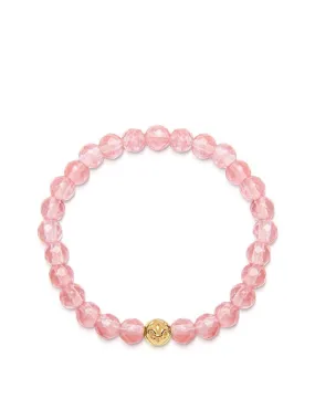 Women's Wristband with Cherry Quartz and Gold