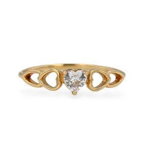 Yellow gold 18k hearts ring